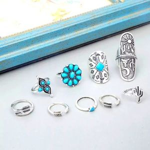 🎀Brand New 9 Pieces Bohemian Designer Ladies Hand Rings
